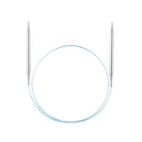 Knitting needles with a circular needle on a white background