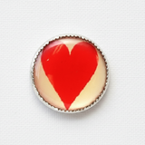 Picture Heart Red Round Shank - 18mm