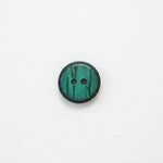 Green button with two holes on a white background