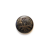 BJ0627E22 Black Gold Tree with Leaves and Roots Enamel Shank 22MM