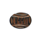 BM0713H32 Brown and Black Horn Oval Carved Lines 2HL 32MM