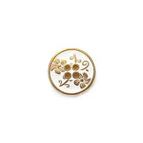 BS1148E20 Gold Metal with White Enamel Flowers and Stems Round 4HL 20MM