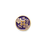Gold Metal with Purple Enamel Flowers and Stems Round 4HL 20MM