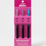 Susan Bates Soft Ergonomic crochet hooks in a pink packaging on a white background