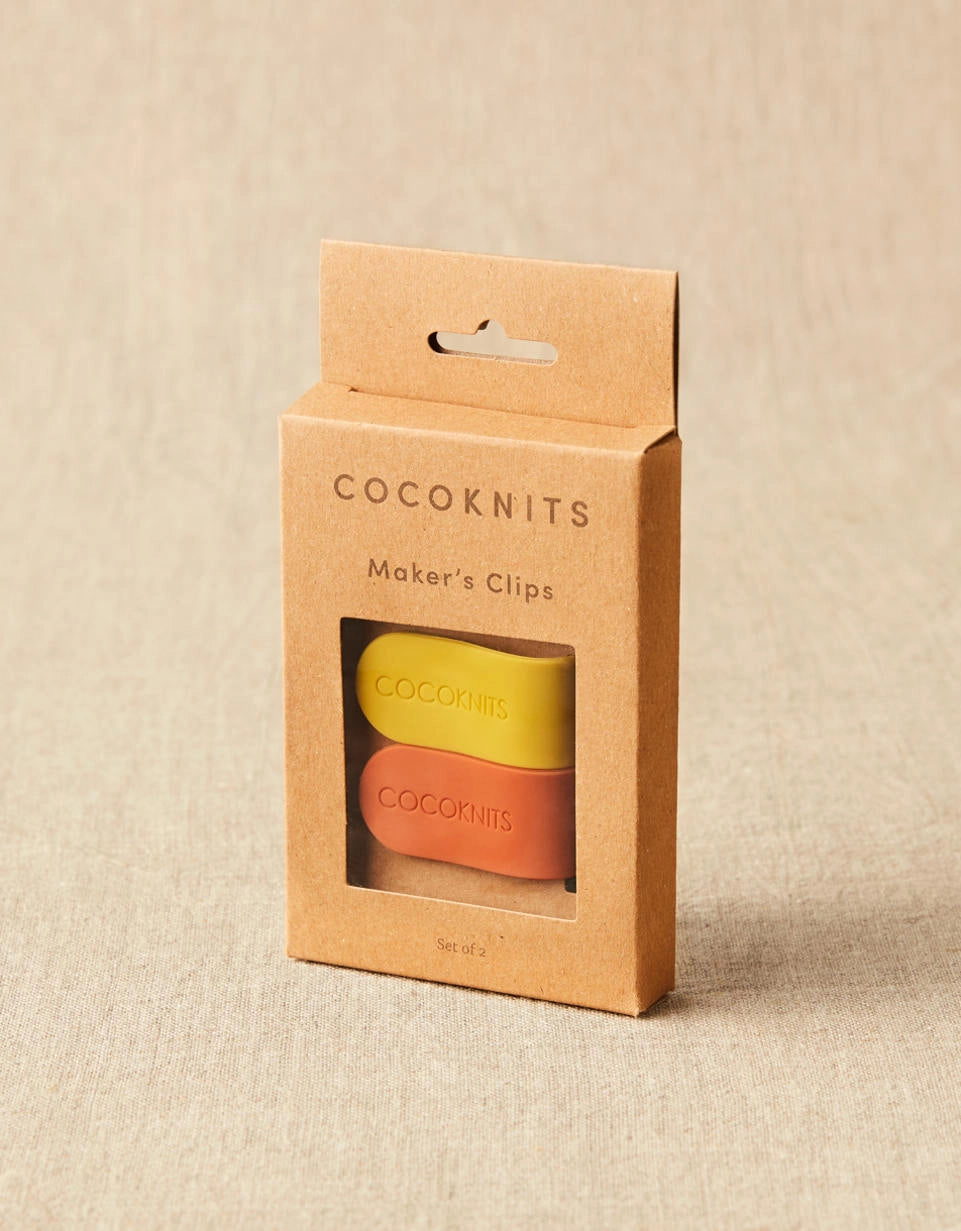 Cocoknits Maker's Clips packaging on a beige background