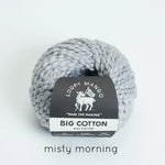 Ball of light grey yarn with Loopy Mango label on a white background