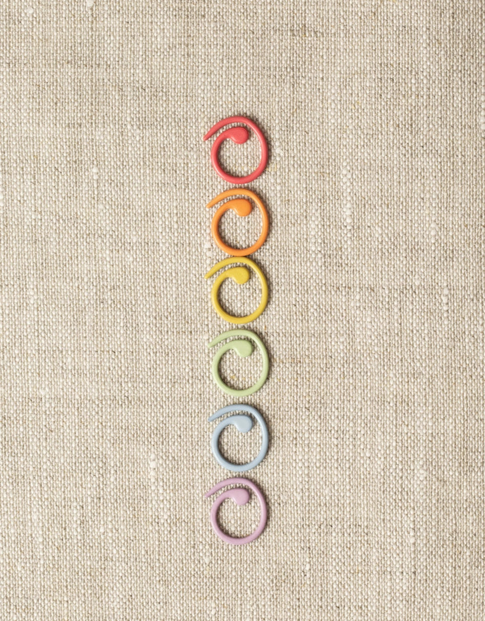 Rainbow colored split ring stitch markers