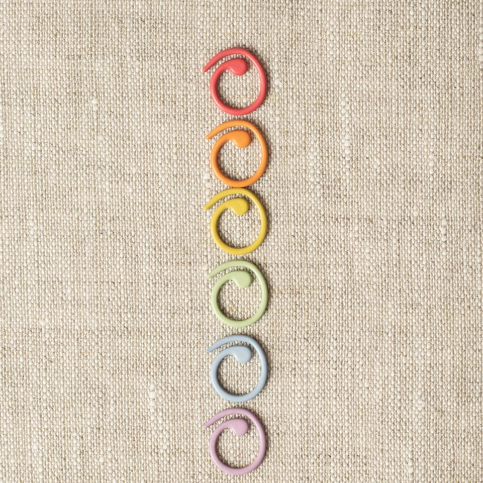 Rainbow colored split ring stitch markers