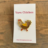 Yarn Chicken Enamel Pin (Brown)