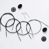 KnitPro Stainless Steel Swivel Cables - Black & Silver